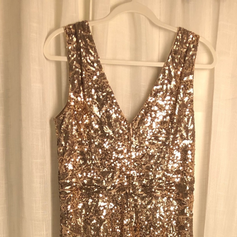 Badgley Mischka Beige and Gold Dress size 10 - Picture 12 of 16